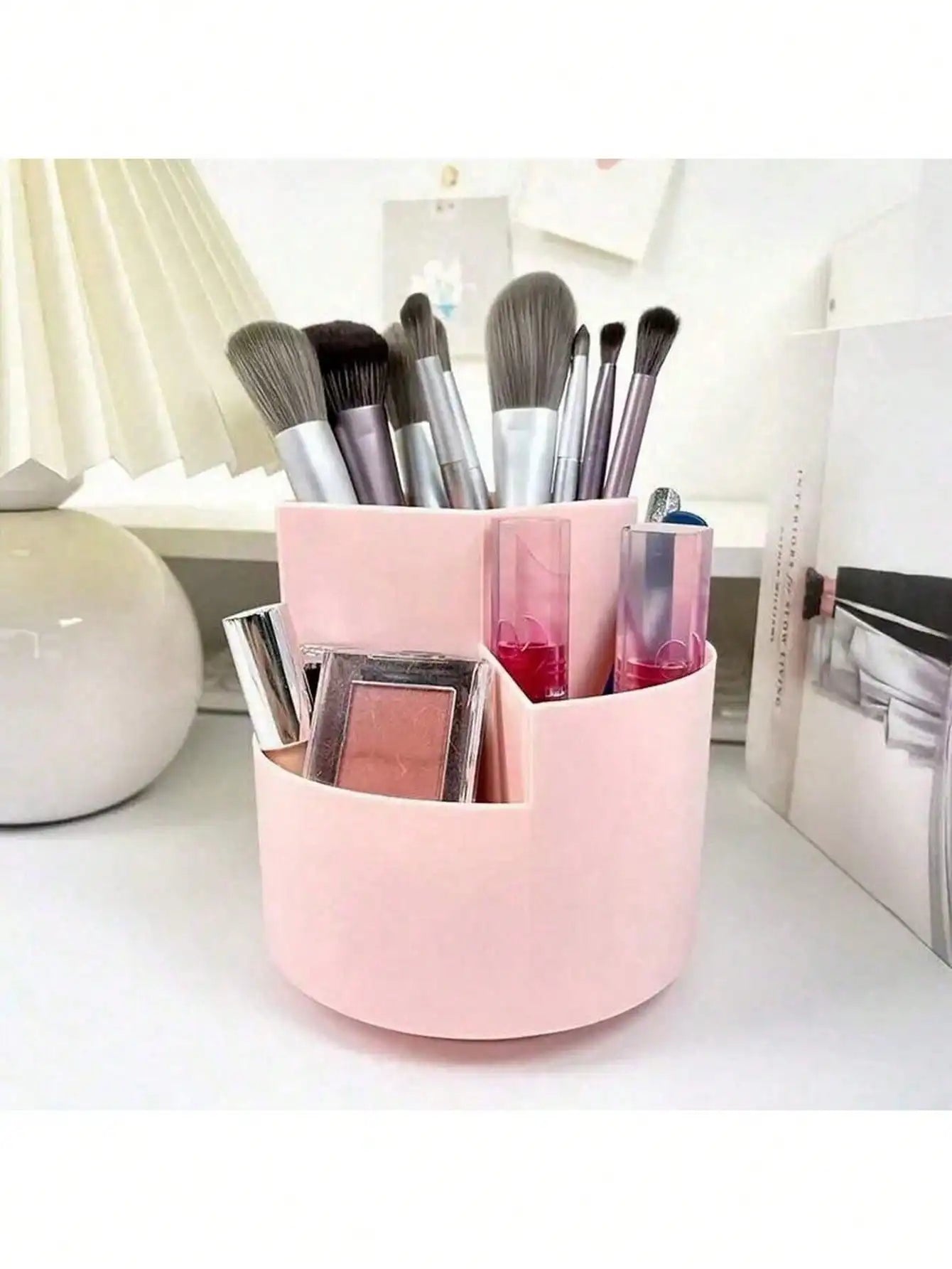 1pc 360° Degree Rotatable Pen Holder, Large Capacity Desktop Bucket, Desk Storage Organizer Box, Desktop Decor