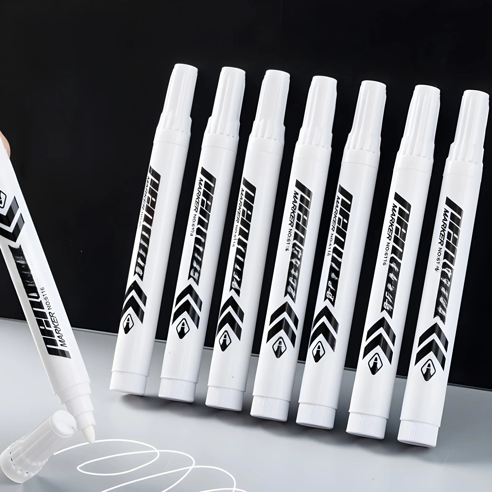 5/10pcs Heavy-Duty Waterproof White Marker Pens - Oil-Based Ink, Wide Tip for Metal, Labeling, Industrial,Office,School Supplies