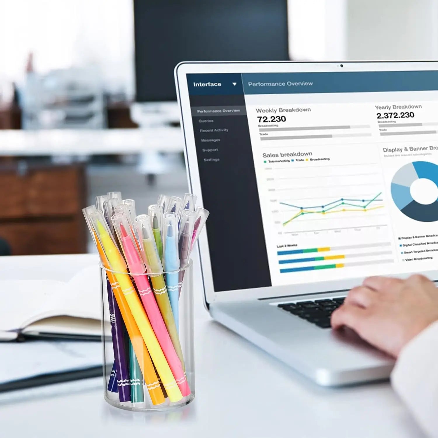 4 Pcs Acrylic Pen Holders, Clear Thick Pencil Cup, Round Makeup Brush Holder, Desktop Organizer for Office School Home Supplies