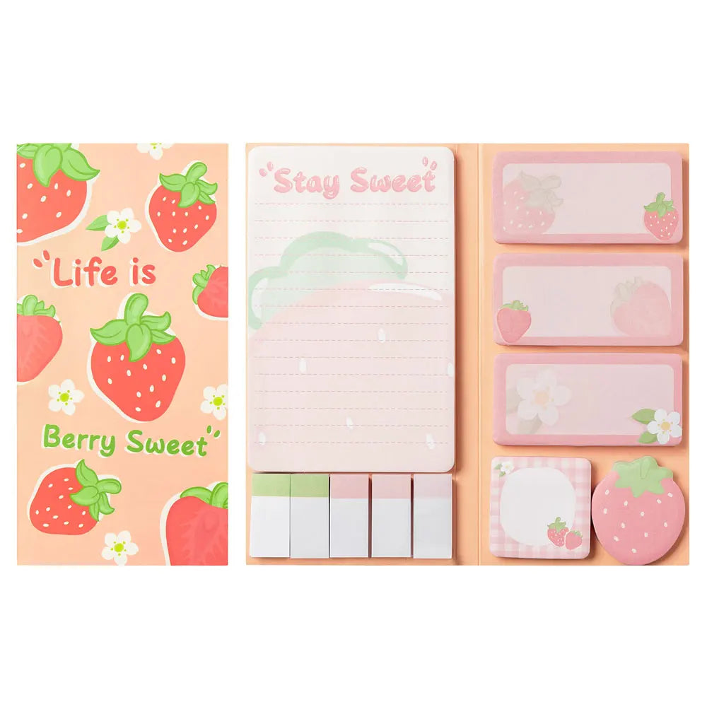 1PC cute cartoon sticky notes, strawberry series sticky notes set, handwritten self-adhesive notepad.