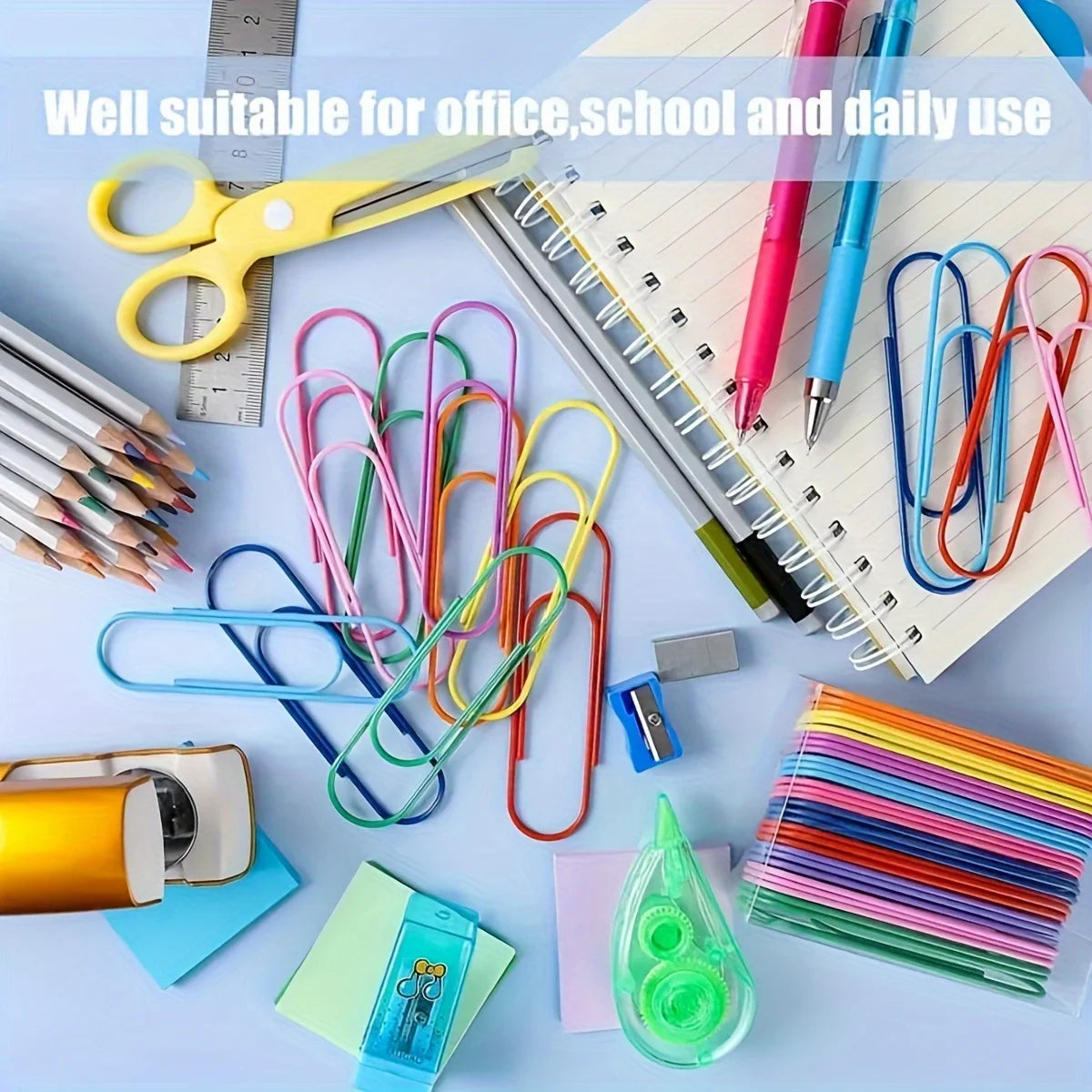 Large Paper Clips 6 Colors Rust-Proof Metal Fixed Color Paper Clips Big Cute Clip for Office Supplies And Stationery