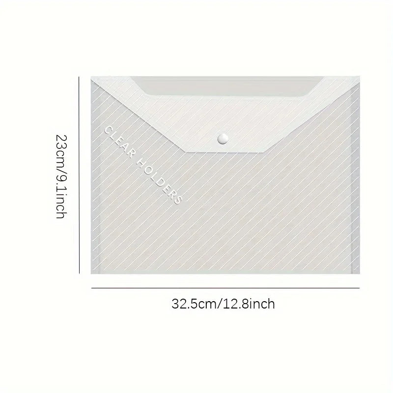 20pcs Plastic Transparent A4 Document Bag with Snap Button for Office File Storage, Students