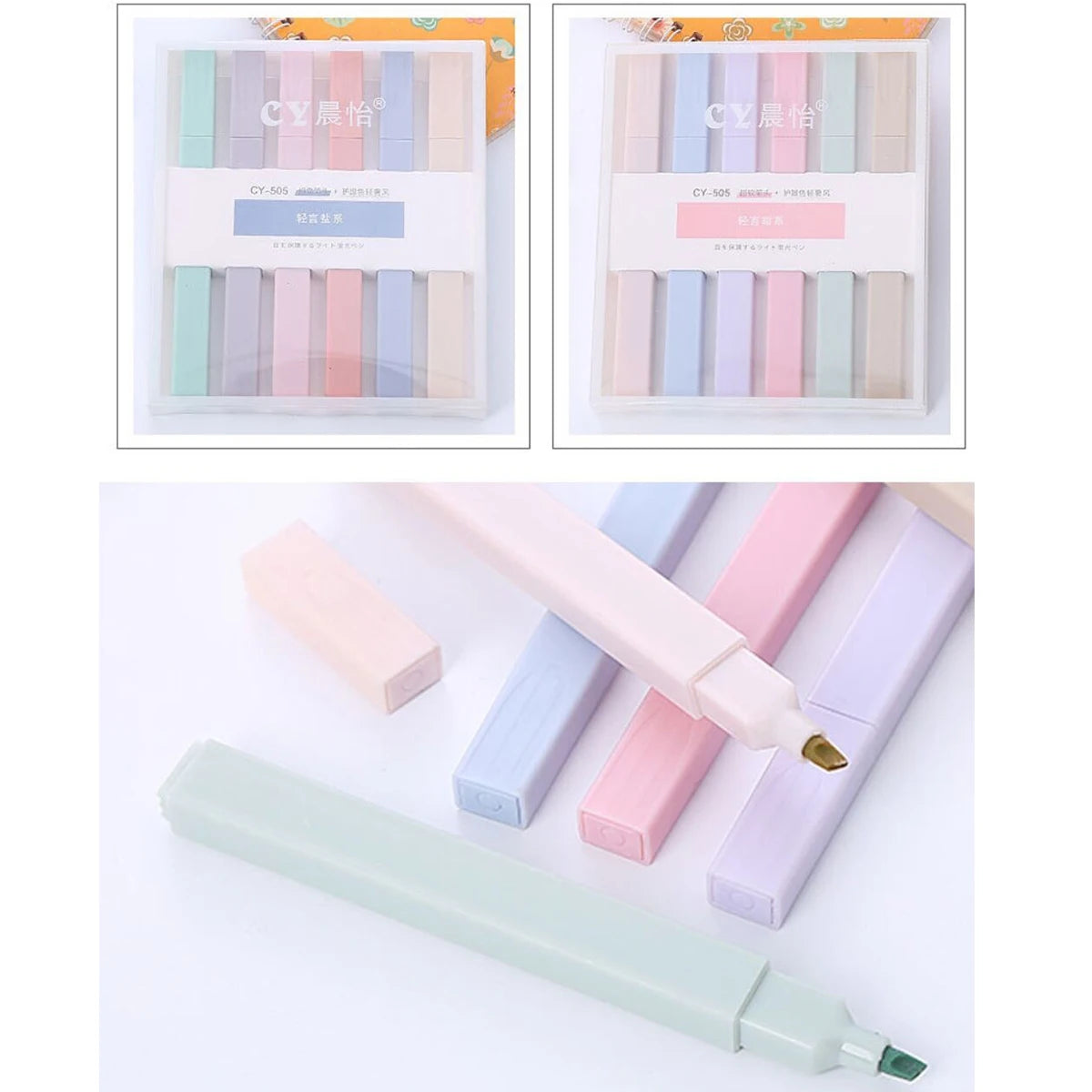 Creative Graffiti highlighter, Cute Soft Head Accounting Pen, Morandi Color Eye Protection Marking Pen