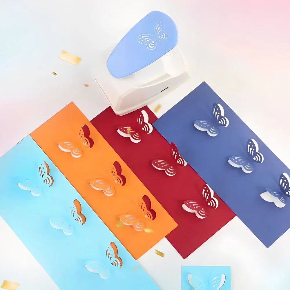 Butterfly-shaped handmade hole punch, paper hole punch, suitable for paper crafts, card making, and gift labels (random color).