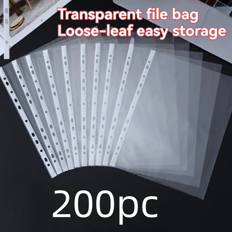 100/200 Pack A4 Transparent File Protector Sleeves - Durable PP Material, Easy-Access Loose-Leaf Design for Documents & Displays