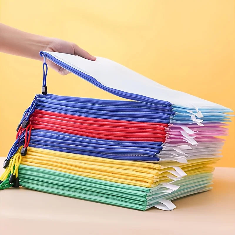 5-Pack A3 PVC Zipper Portfolio Folders with Mesh Design - Waterproof Art, Data, and Drawing Storage Bags