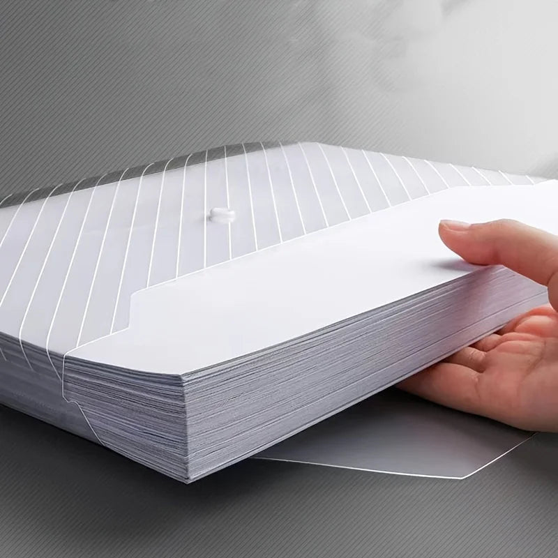 20pcs Plastic Transparent A4 Document Bag with Snap Button for Office File Storage, Students