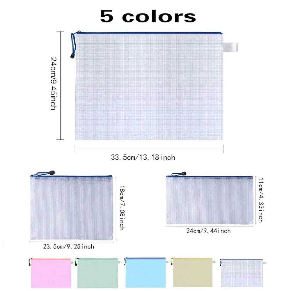 A4/A5/A6 document bags and mesh zipper document organizers are suitable for storing documents, cosmetics, travel items, etc.