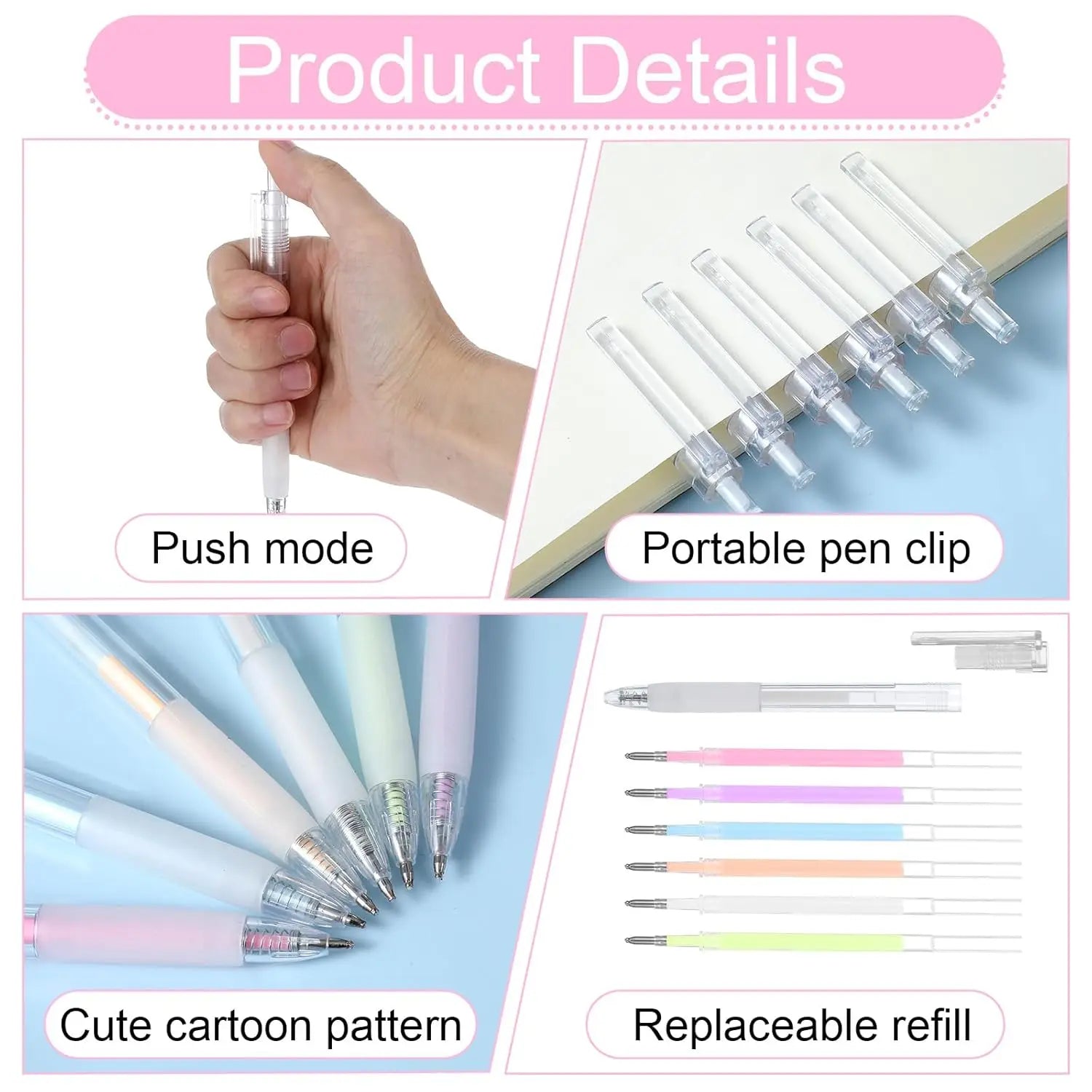 6Pcs Fine Tip Glue Pens with 6 Refills, Quick Dry Roller Glue Pens Easy Control Ballpoint Precision Glue Pens for Scrapbooking