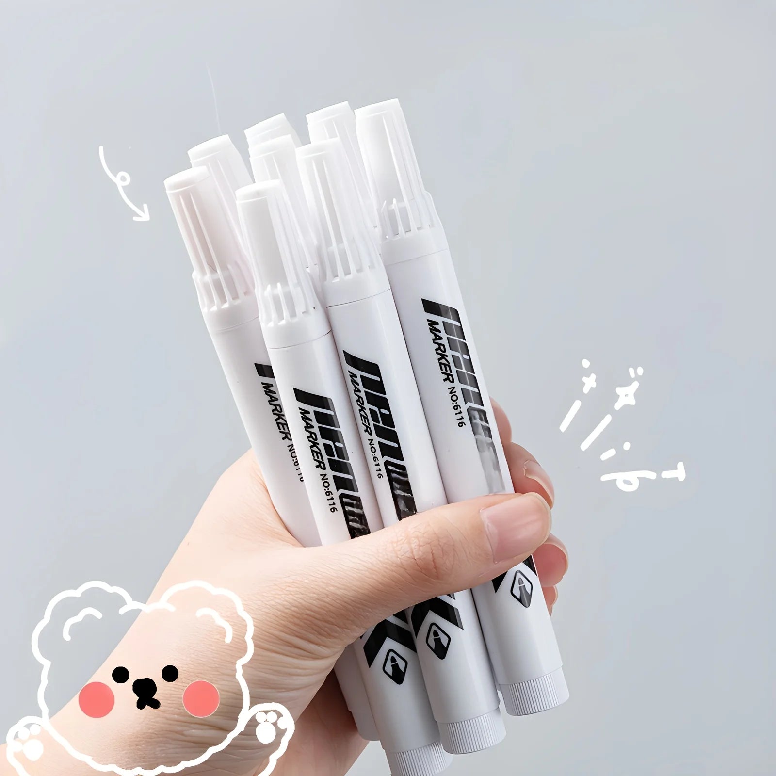 5/10pcs Heavy-Duty Waterproof White Marker Pens - Oil-Based Ink, Wide Tip for Metal, Labeling, Industrial,Office,School Supplies