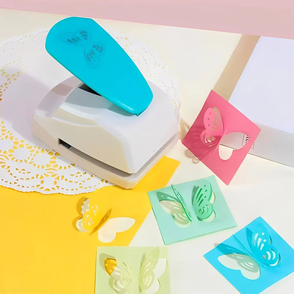Butterfly-shaped handmade hole punch, paper hole punch, suitable for paper crafts, card making, and gift labels (random color).