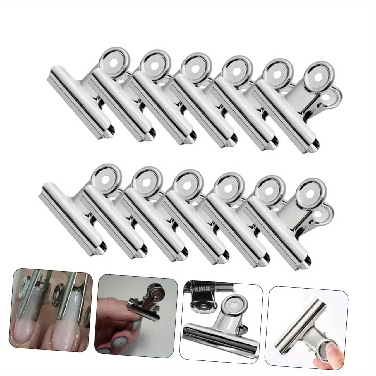 5/10pcs Nail Tip Clamps Metal Fixing Clips for Nail Art Extend Shape Easy to Trim at Home, Christmas, Halloween, Thanksgiving