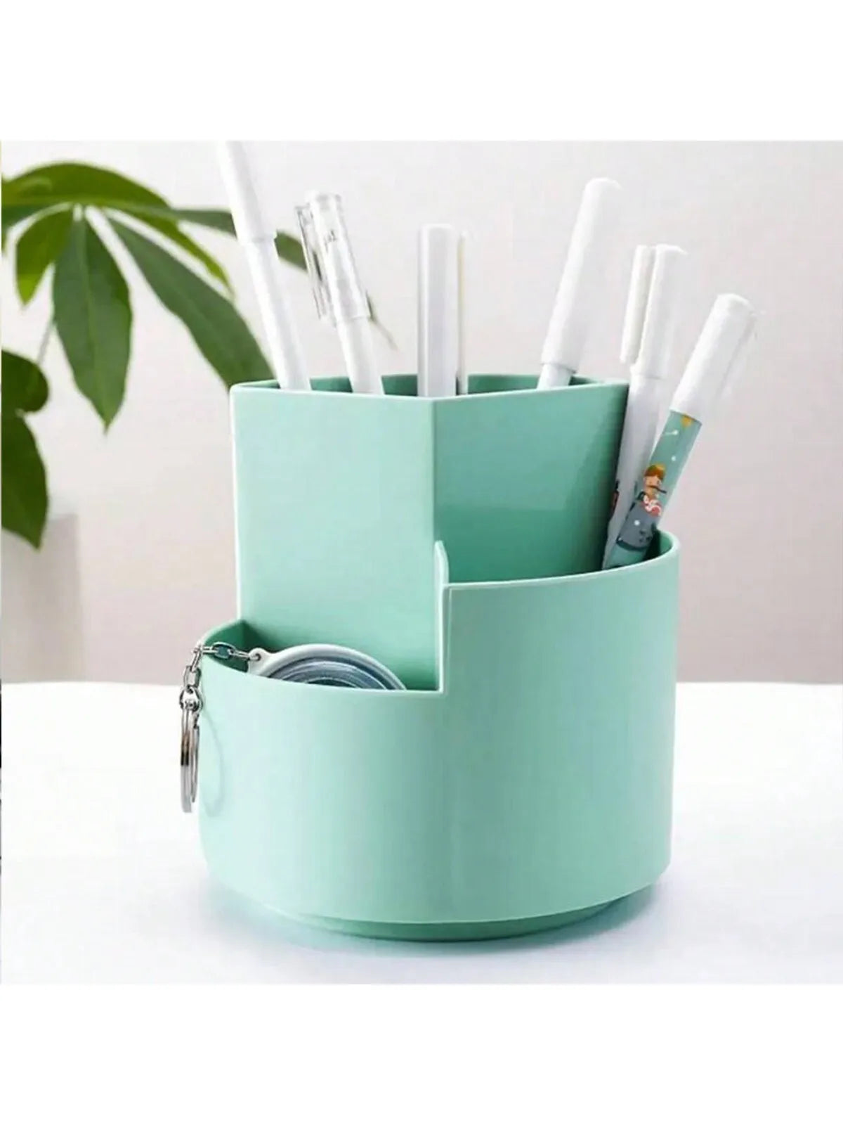 1pc 360° Degree Rotatable Pen Holder, Large Capacity Desktop Bucket, Desk Storage Organizer Box, Desktop Decor