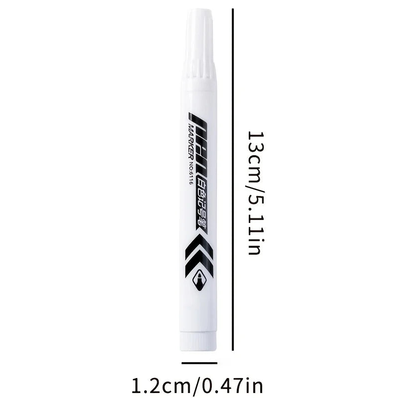 5/10pcs Heavy-Duty Waterproof White Marker Pens - Oil-Based Ink, Wide Tip for Metal, Labeling, Industrial,Office,School Supplies